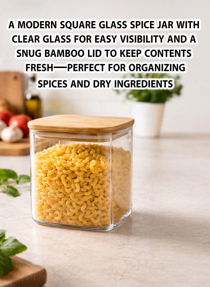 توشيونيكس طقم برطمانات تخزين زجاجية محكمة الإغلاق من البوروسيليكات مكون من 7 قطع مع منظم رفوف من الخيزران من طبقتين - علب تخزين شفافة للتوابل والمكسرات والفاصوليا والمعكرونة والأطعمة الجافة - أغطية من الخيزران محكمة الإغلاق بالسيليكون - Image 5